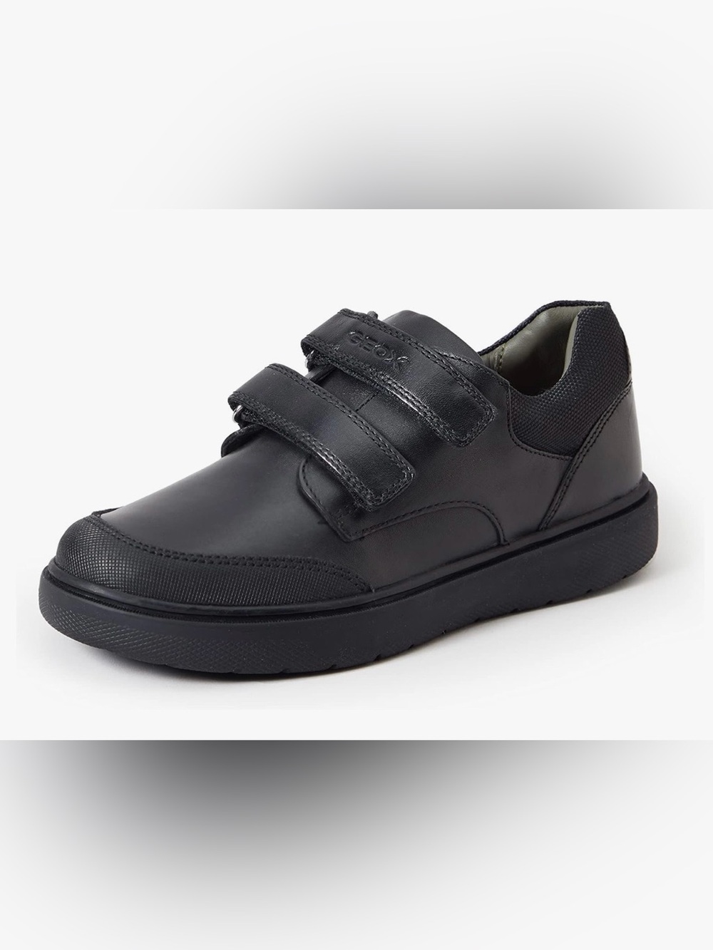 Geox Kids Black Leather Velcro Sneakers